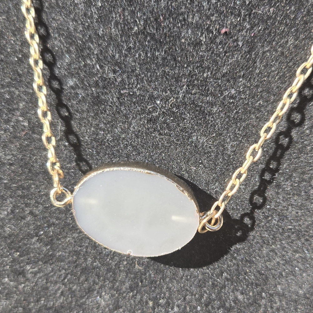 Quartz gray natural drutzy Gold plated Necklace  16" adjustable - Picture 7 of 9